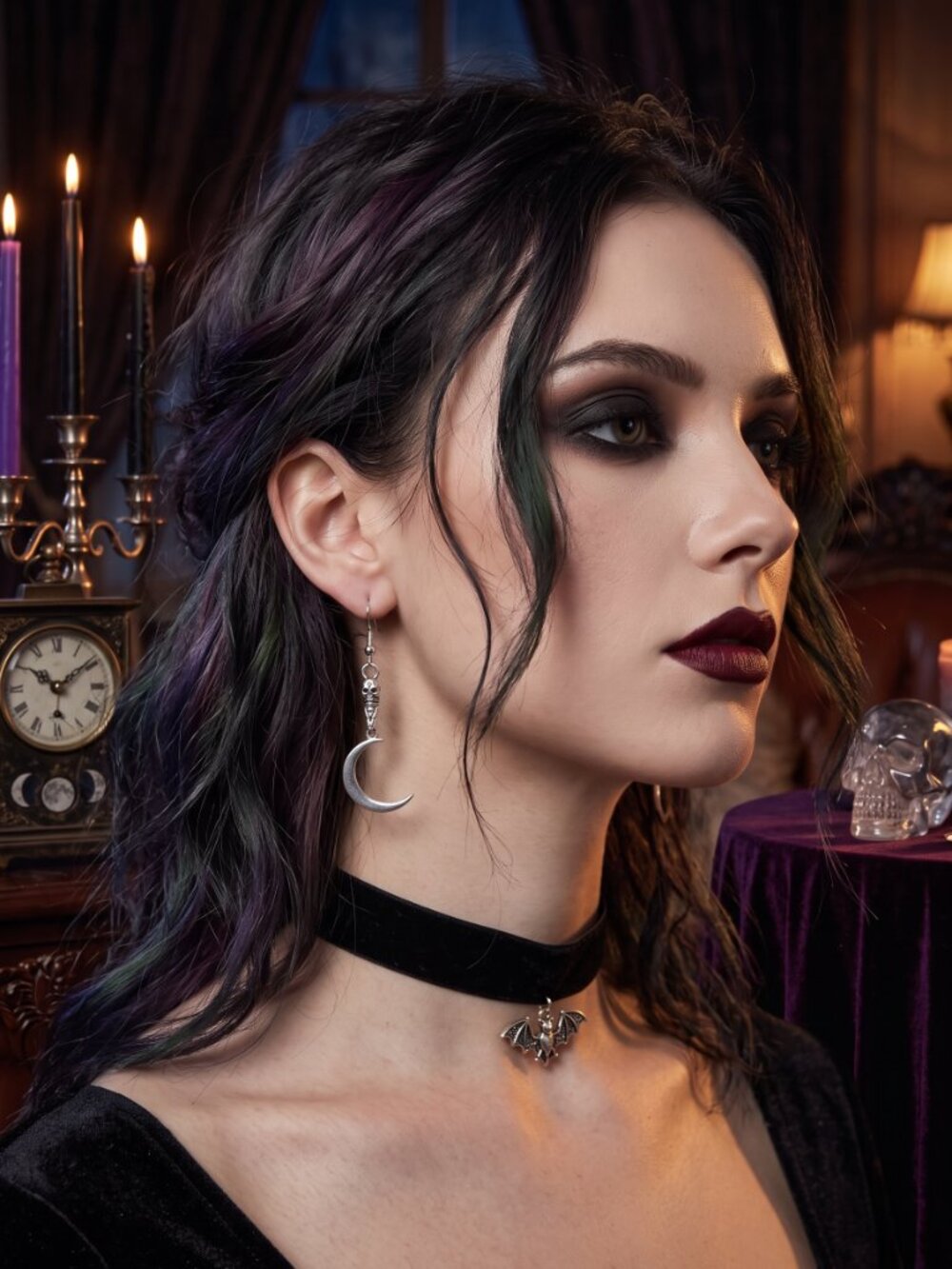 Designs by Forte Silver Skull Boline Sickle Dangle Earrings: Restocked